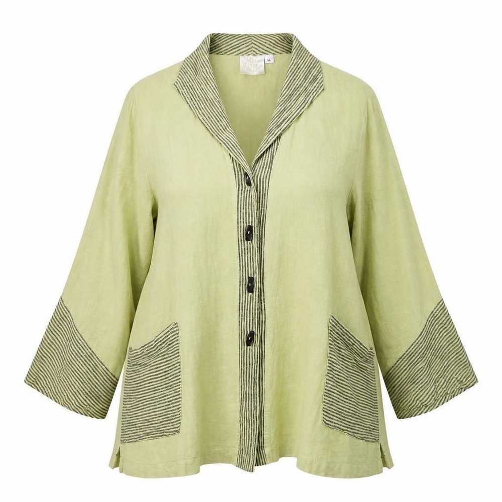 Mill Valley Tunic Womens XL Green Linen Shirt Sailor Top Minimalist Beachy